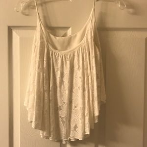 White High-Low Crop tank with flower print